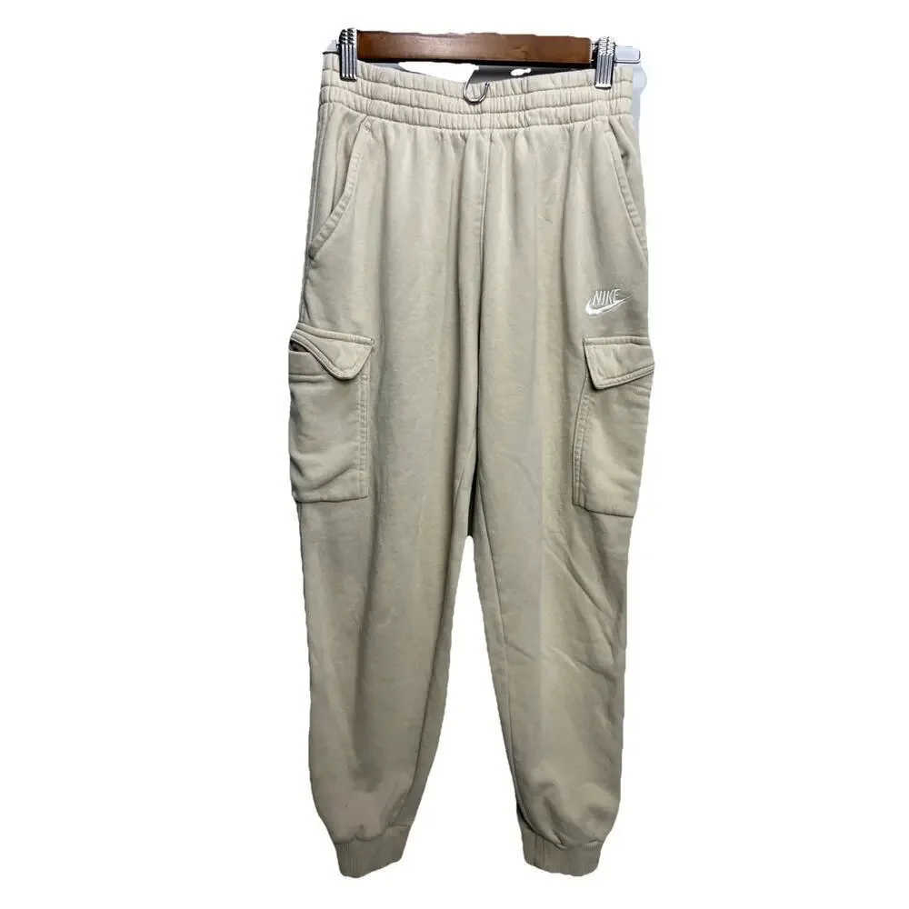 Nike Kids Cargo Jogger Sweatpants Tan Beige Fleece Logo Size L